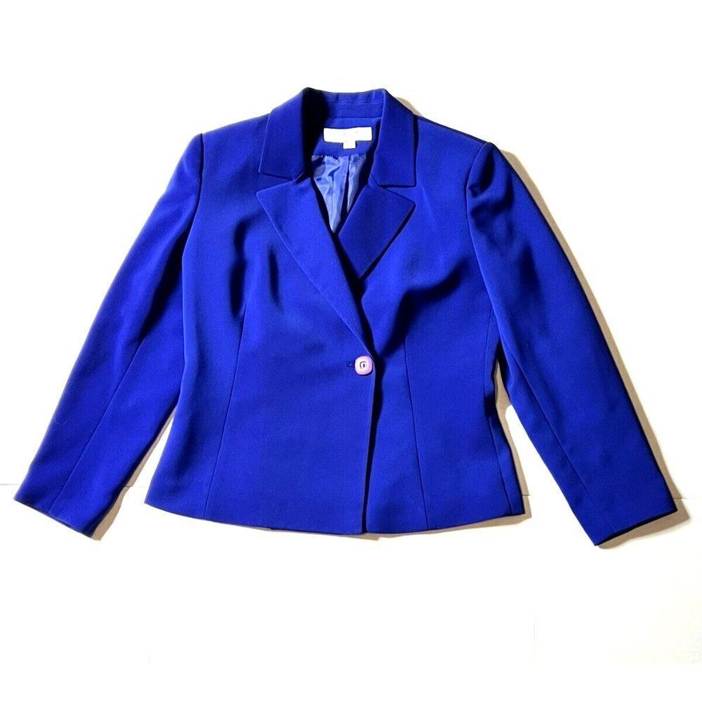 Le Suit Blue Double Breasted Petite Career Blazer Suit Women's Size 6P - Picture 1 of 8